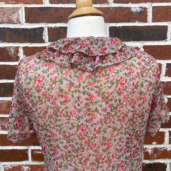 Poetry Spring Floral Ruffle Front Shirt - Size M - Picture 9 of 9